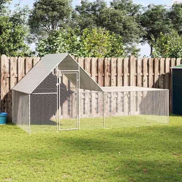 Maison Exclusive - Hønsehus 4 x 2 x 2 m Galvaniseret stål silver-