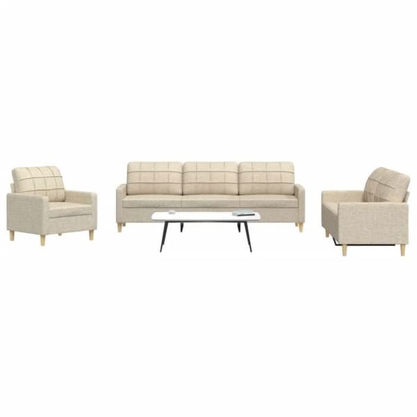 Maison Exclusive - 3-delars soffgrupp i crème tyg