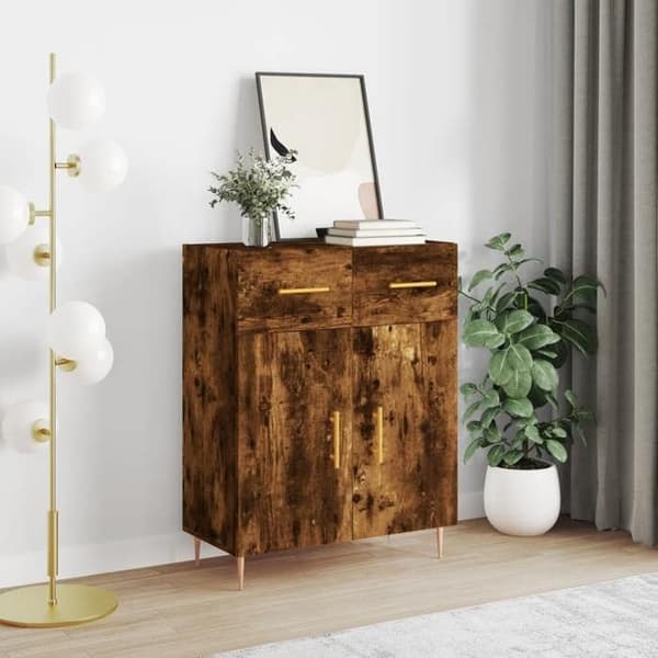 Maison Exclusive - Buffé i rökig ek 69,5x34x90 cm ingenjörsträ