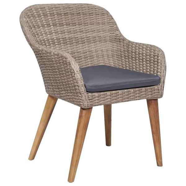 Maison Exclusive - Trädgårdsset med matbord och kuddar 5 delar Brun