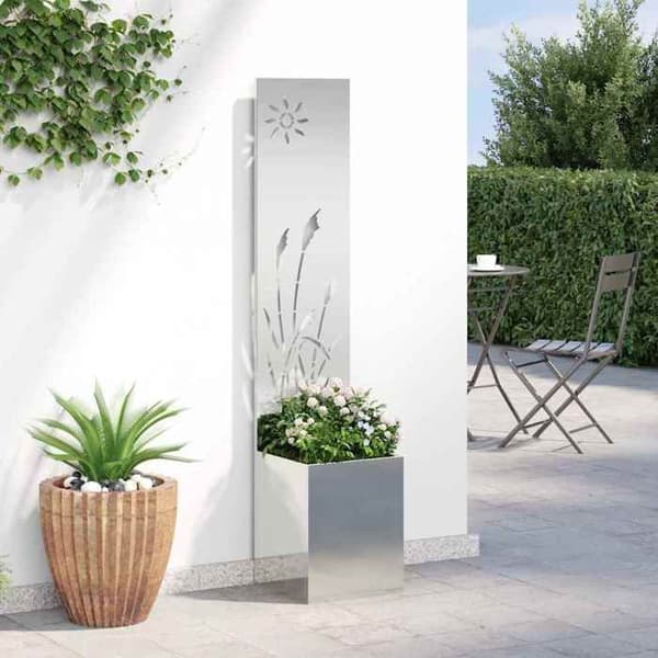 Trädgårdsskärm - EXKLUSIV HEM - 32x32x150 cm - Silverfärgad - Robust stål - Matt finish Silver