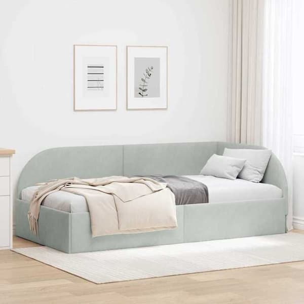 Maison Exclusive - L-formet sengestel Lys grå 100 cm x 200 cm Velour