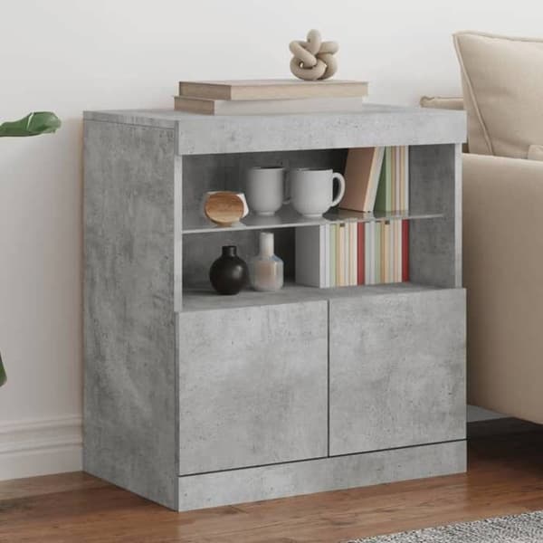 Maison Exclusive - Buffet med LED-lys grå beton 60x37x67 cm
