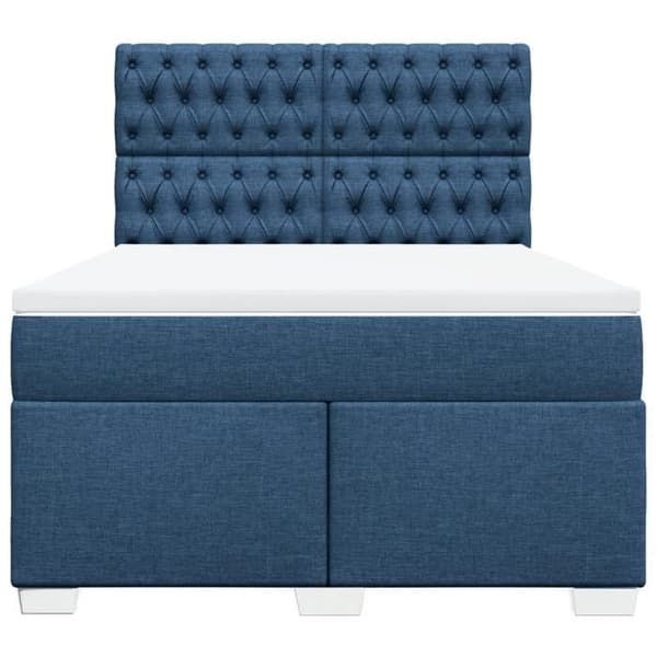 Maison Exclusive - Seng med lameller og madras Blå 160x200 cm Stof