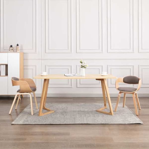 Maison Exclusive - Matstolar set om 2 böjd trä och taupe tyg Mol