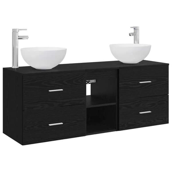 Maison Exclusive - Sæt af 3 dele badeværelsesskab i sort eg