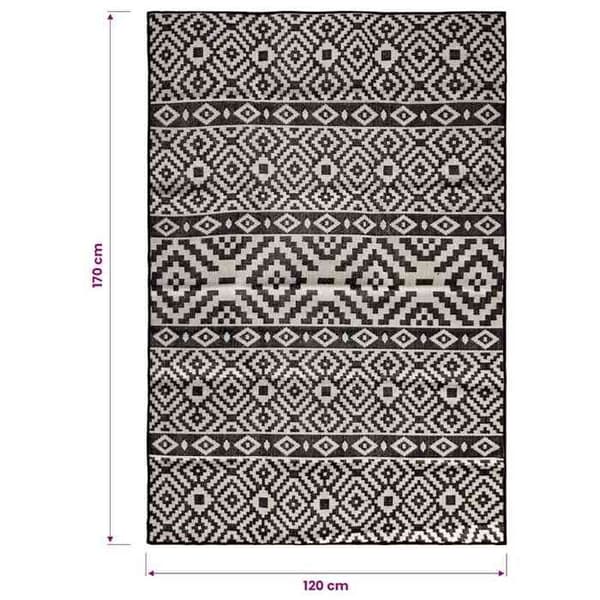 Maison Exclusive - Utomhusmatta med platt väv 120x170 cm Svarta ränder
