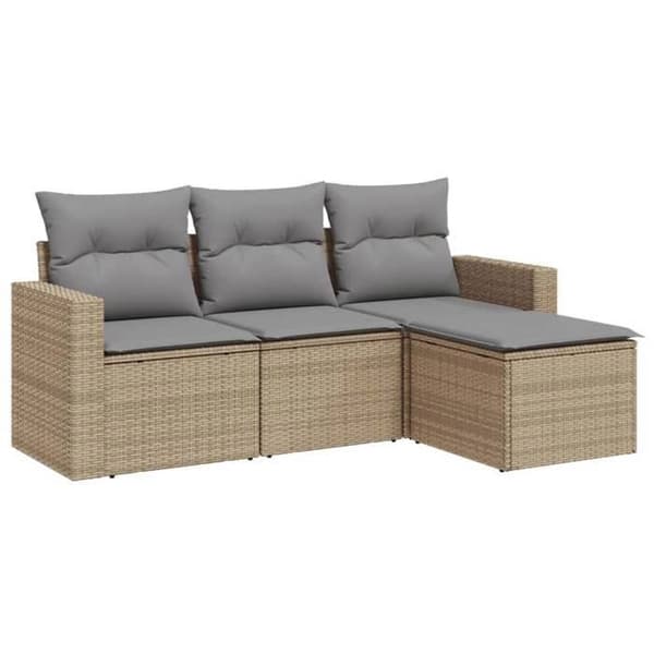 Maison Exclusive - Trädgårdsmöbler med kuddar 4 delar beige flätad resin