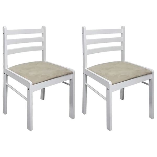 Maison Exclusive - Spisestole sæt af 2 hvid solid gummitræ og velour Vit