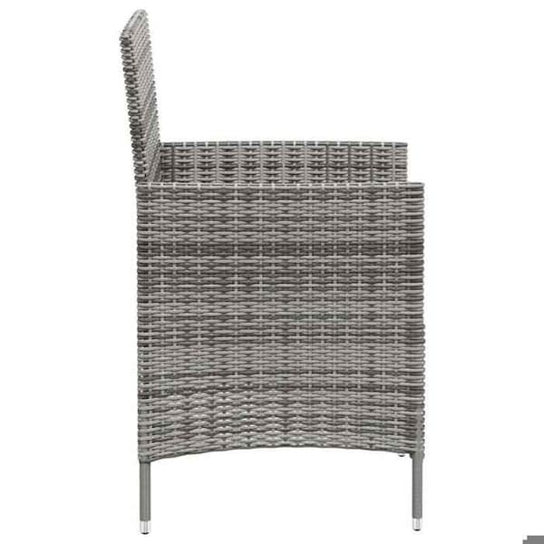 Maison Exclusive - Trädgårdsstolar med kuddar, set om 4, flätad resin, grå