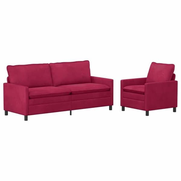 Maison Exclusive - Soffgrupp 2 delar Bordeaux Sammet