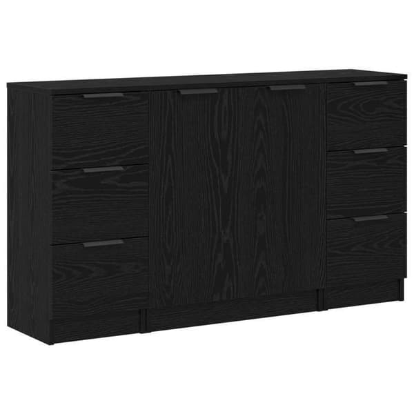 Buffet - EKSKLUSIVT HUS - 121 x 30 x 70 cm - Sort eg - Ingeniørtræ - Flush døre svart ek
