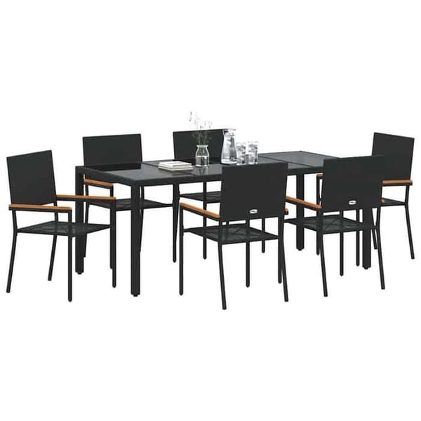 Maison Exclusive - 7 pc have spisebordssæt i sort polyrotin Svart