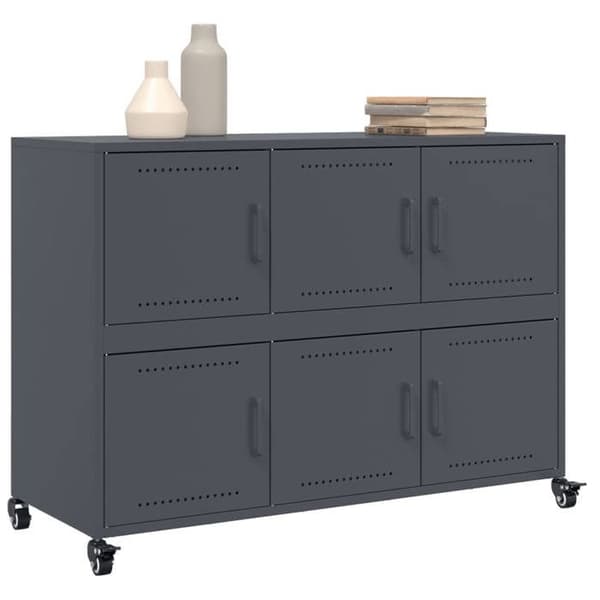 Buffet - EKSKLUSIVT HUS - Anthracite buffet - Holdbart stål - 4 hjul - 100,5 x 39 x 72 cm antracit
