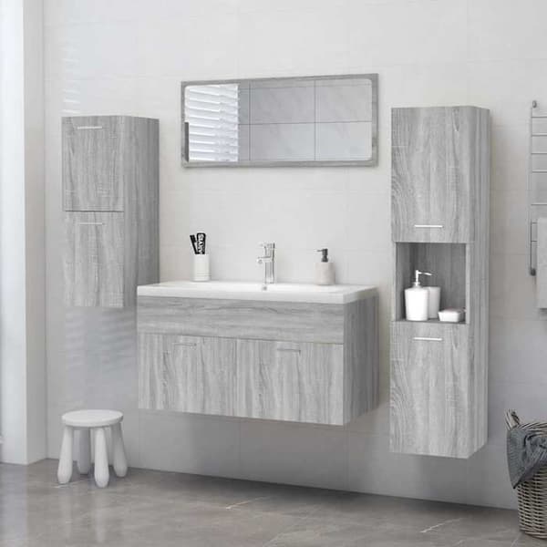 Maison Exclusive - Sonoma grå badeværelsesskab 30x30x130 cm Ingeniørtræ Sonoma grå