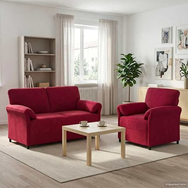 Maison Exclusive - Soffgrupp 2 delar Bordeaux Sammet