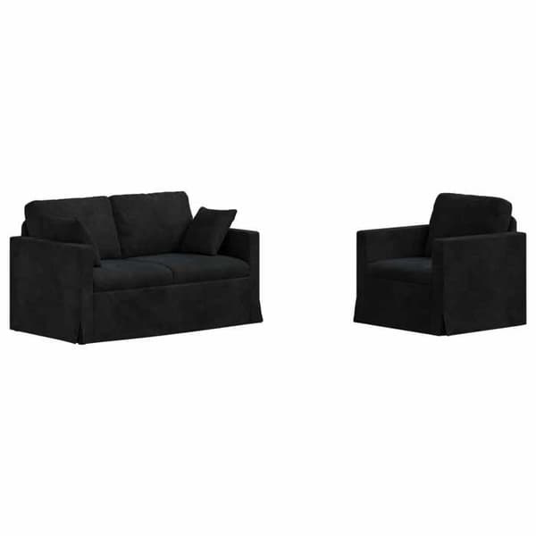 Maison Exclusive - 2-delars Soffgrupp i Svart Sammet