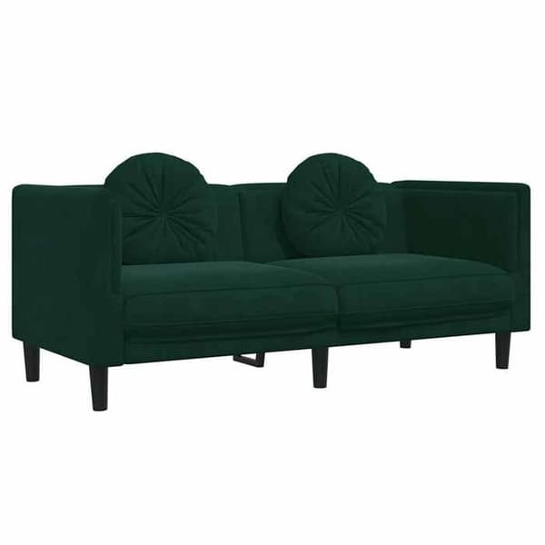 Maison Exclusive - Soffa med kuddar 2 platser mörkgrön sammet