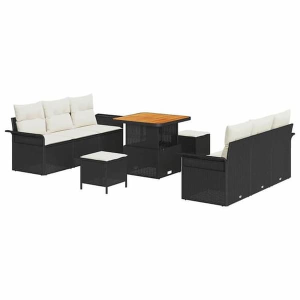 Maison Exclusive - 9 stk. have-sofa sæt i sort polyrotin Svart