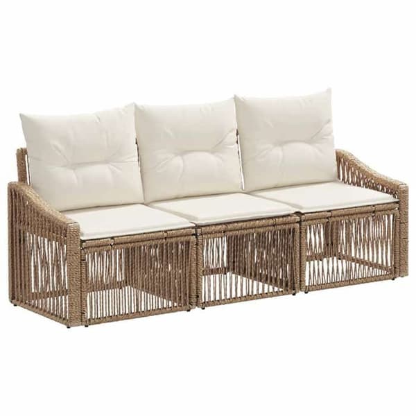 Maison Exclusive - 3 osan beige polyrottinkinen puutarhakalustesetti