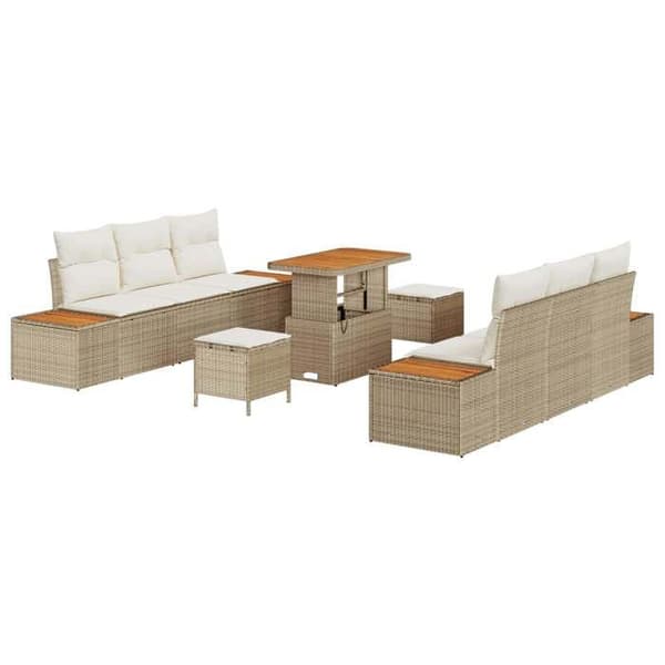 Trädgårdsmöbler - EXKLUSIVT HUS - Set 9 delar - 8 platser - Poly rattan & akacia - Stålram Ej specificerat