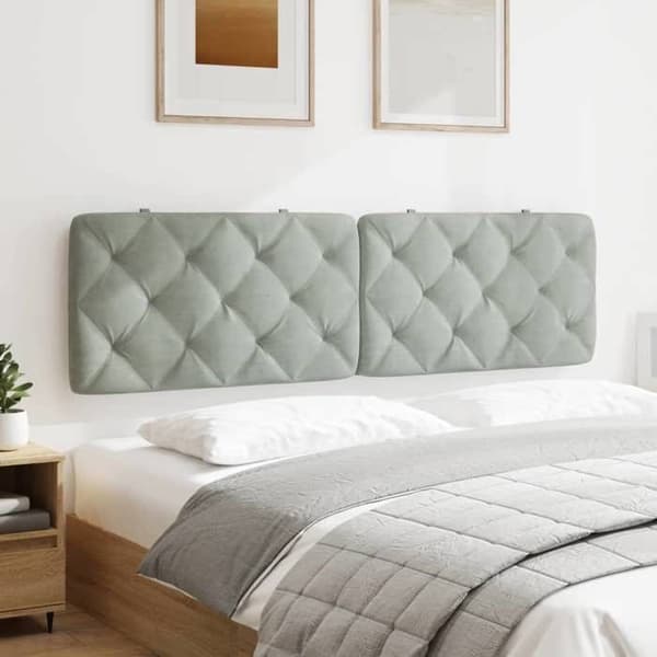 Hovedgærde - MAISON EXCLUSIVE - Diamantformede blokke - Polstret velour - 183 cm - Lys grå Ljusgrått