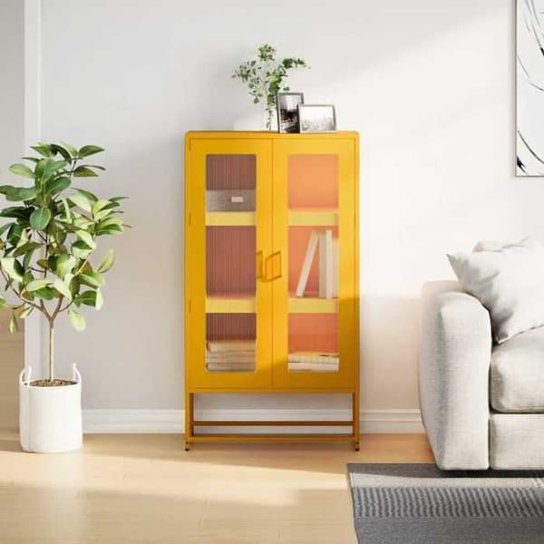Maison Exclusive - Buffé hög gul senap 68x39x123 cm stål