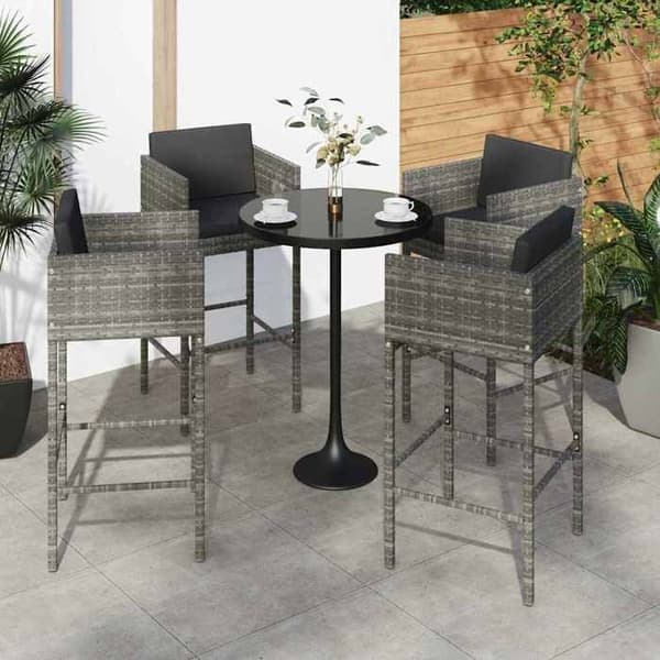 Maison Exclusive - Barstolar set om 4 med grå kuddar i flätad resin