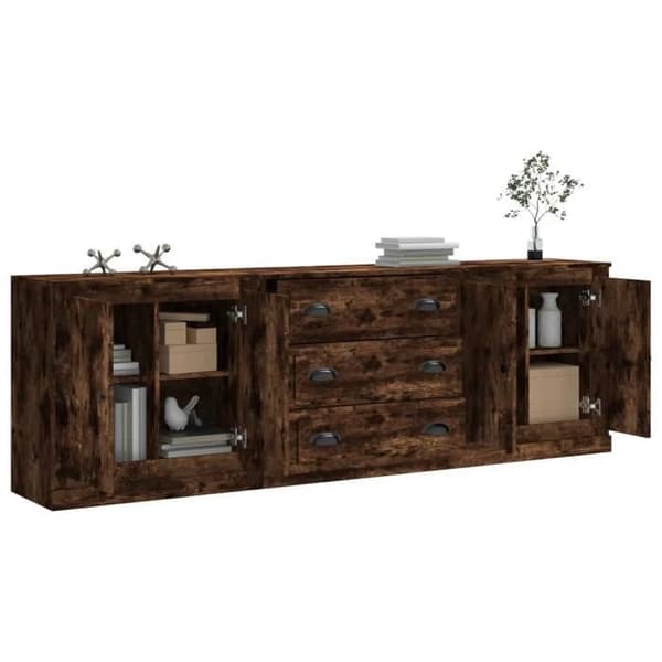 Maison Exclusive - 3 kpl savupähkinä engineering-puusta valmistettu buffet