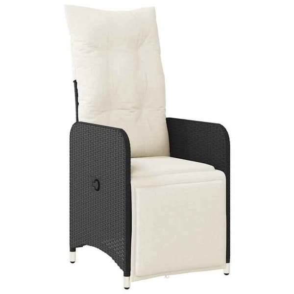 Maison Exclusive - Havebistro sæt 3 dele med sorte puder i poly rattan Svart