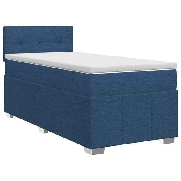 Maison Exclusive - Boxspring säng med madrass Blå 90 x 200 cm Tyg