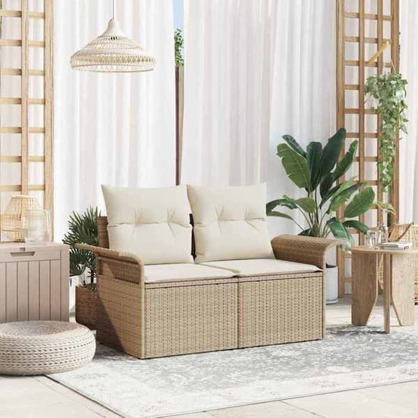 Havemøbel - EKSKLUSIV HUS - 141x62x69 cm - Polyrotin - Beige - Robust stålramme beige