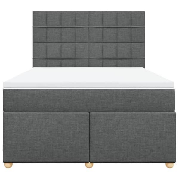 Maison Exclusive - Seng med lameller og madras Mørkegrå 160x200cm Stof