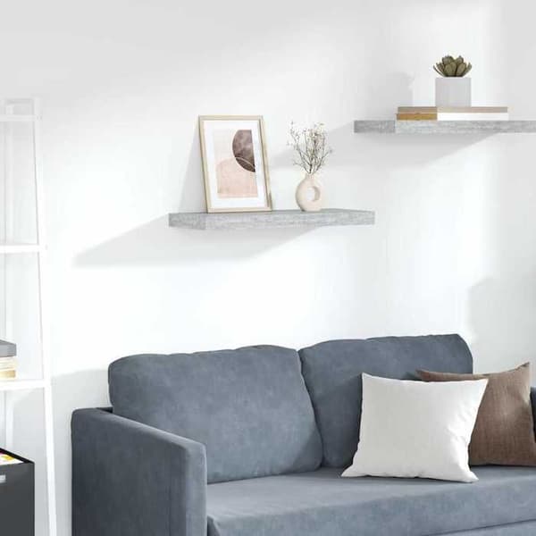 Maison Exclusive - Flydende væghylde grå beton 60x23,5x3,8 cm MDF