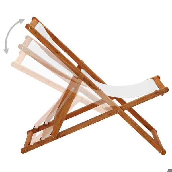 Maison Exclusive - Strandstol i eucalyptus træ og hvid creme stof