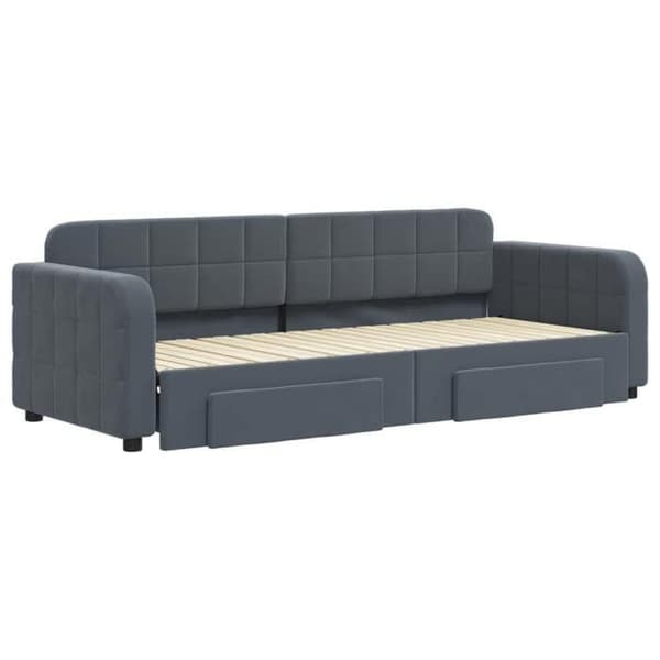 Päivävuode - EXCLUSIVE-KOTI - 80 x 200 cm - Daybed - 2 laatikkoa - Harmaa sametti