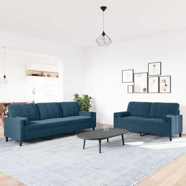 Maison Exclusive - 2 kpl sohvasetti ja siniset samettityynyt ja tyynynpäälliset Blå