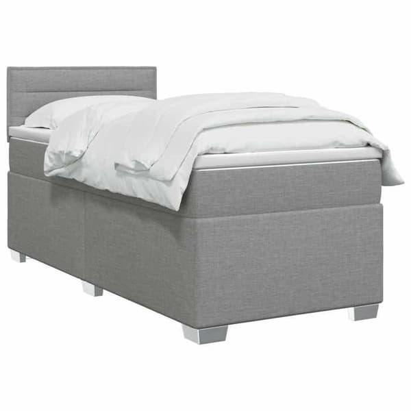 Maison Exclusive - Boxspring-säng med madrass och LED Ljusgrå Enkel Tyg
