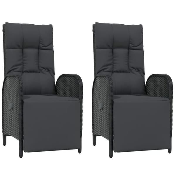 Maison Exclusive - Puutarhakalusteryhmä tyynyillä 3 kpl Musta