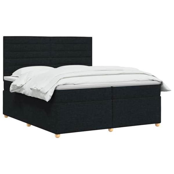 Maison Exclusive - Boxspring seng med madras Sort 200 x 200 cm Stof