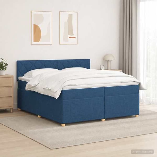 Maison Exclusive - Boxspring seng med madras Blå 200 x 200 cm Stof Blå