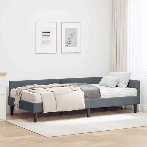 Maison Exclusive - Hörnsängram med madrass 2 st Mörkgrå 90 x 200 cm Mörkgrå