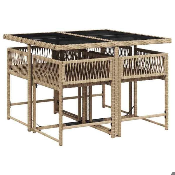 Maison Exclusive - Puutarhakalusteryhmä tyynyillä 5 kpl Beige polyrottinki beige
