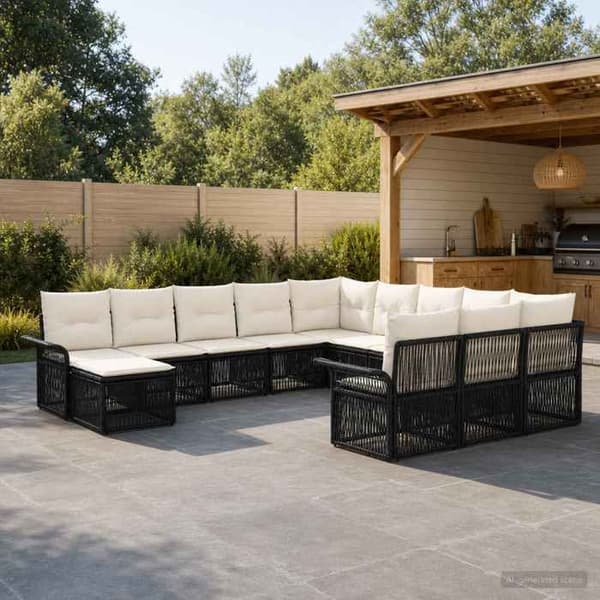 Maison Exclusive - 12 stk. have-sofa sæt i sort og creme hvid