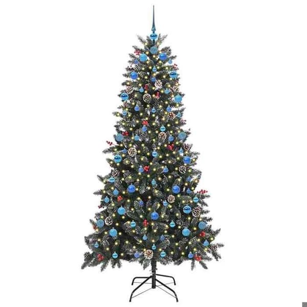 Kunstig juletræ - EKSKLUSIV HUS - Moderne - Grøn 210 cm - PVC & stål - LED USB Grön