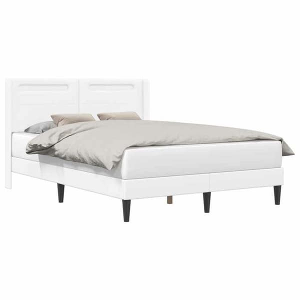 Sengestel - EKSKLUSIV HUS - 140 x 200 cm - Kunstlæder - Multifarvede LED-striber - USB-port Vit