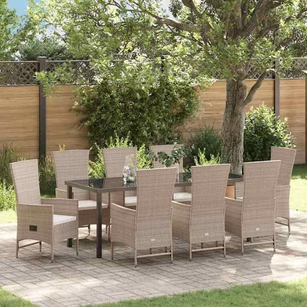 Maison Exclusive - 9 pc spisestue sæt til haven i beige polyrotin beige
