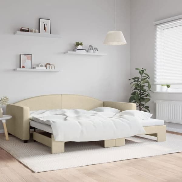 Maison Exclusive - Sovesofa med udtræksseng creme 100x200 cm stof