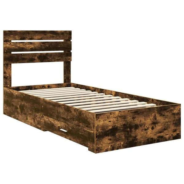 Maison Exclusive - Sängram Rökt ek 90 x 190 cm Ingenjörsträ