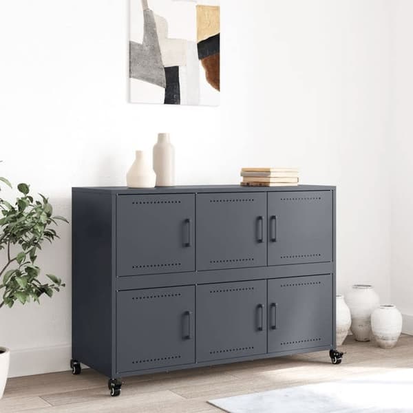 Buffet - EKSKLUSIVT HUS - Anthracite buffet - Holdbart stål - 4 hjul - 100,5 x 39 x 72 cm antracit